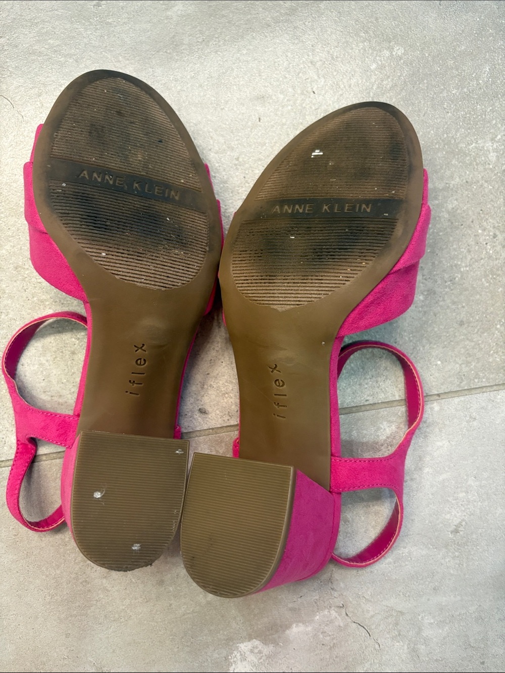 Anne Klein Fuchsia Suede Slingback Sandals with Horsebit Accent - Picture 5 of 6